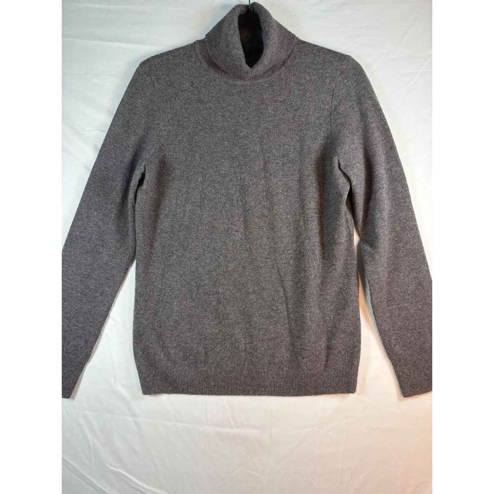 Talbots Pure Cashmere Turtleneck Sweater Gray Womens Medium M Long Sleeve luxury
